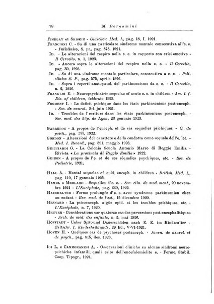 Note e riviste di psichiatria Manicomio provinciale di Pesaro