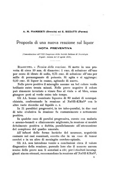 Note e riviste di psichiatria Manicomio provinciale di Pesaro