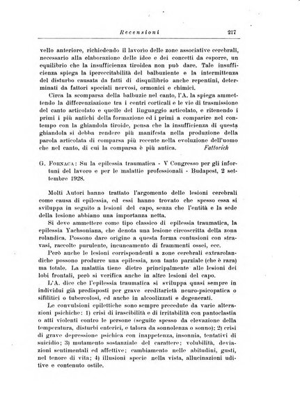 Note e riviste di psichiatria Manicomio provinciale di Pesaro