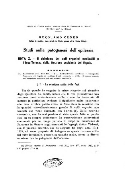 Note e riviste di psichiatria Manicomio provinciale di Pesaro