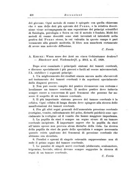 Note e riviste di psichiatria Manicomio provinciale di Pesaro