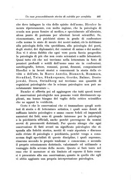 Note e riviste di psichiatria Manicomio provinciale di Pesaro