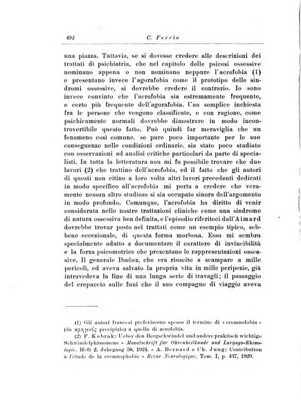 Note e riviste di psichiatria Manicomio provinciale di Pesaro