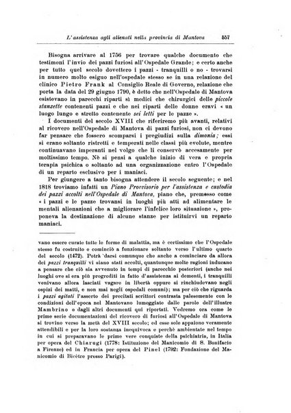 Note e riviste di psichiatria Manicomio provinciale di Pesaro