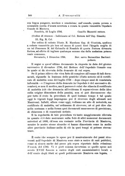 Note e riviste di psichiatria Manicomio provinciale di Pesaro