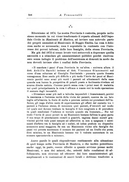 Note e riviste di psichiatria Manicomio provinciale di Pesaro