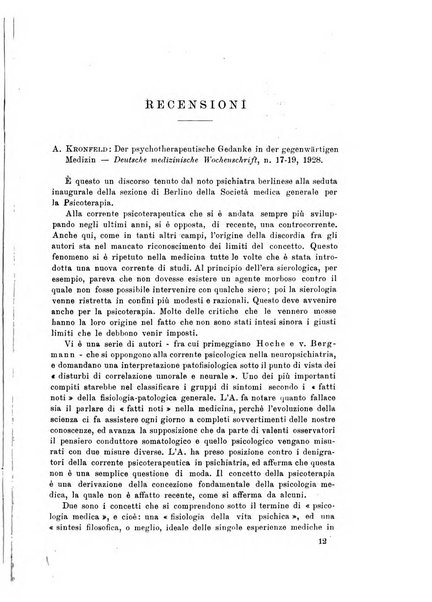 Note e riviste di psichiatria Manicomio provinciale di Pesaro