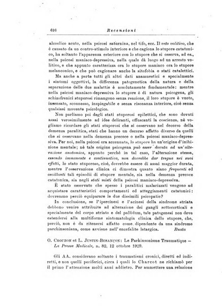 Note e riviste di psichiatria Manicomio provinciale di Pesaro