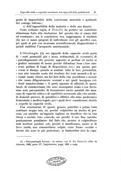 Note e riviste di psichiatria Manicomio provinciale di Pesaro