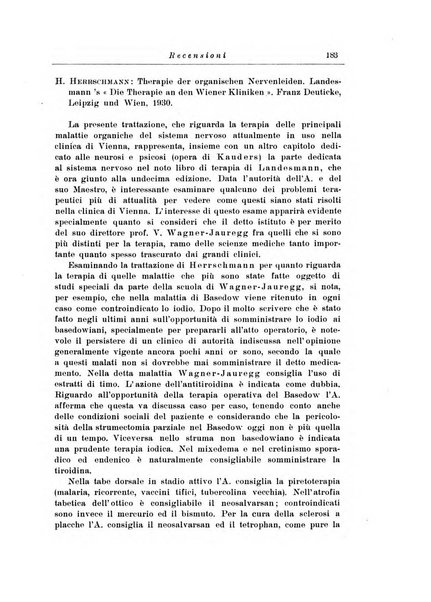 Note e riviste di psichiatria Manicomio provinciale di Pesaro