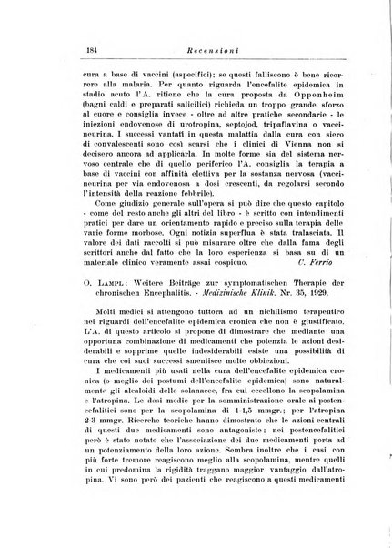 Note e riviste di psichiatria Manicomio provinciale di Pesaro