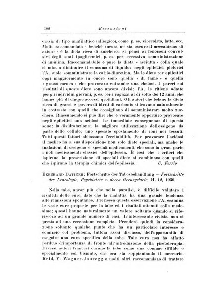 Note e riviste di psichiatria Manicomio provinciale di Pesaro