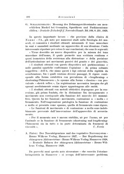 Note e riviste di psichiatria Manicomio provinciale di Pesaro