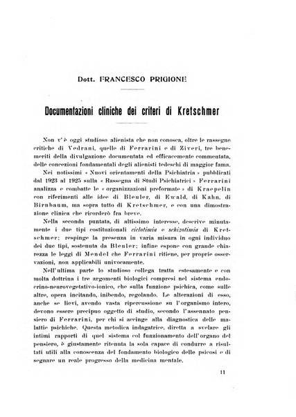 Note e riviste di psichiatria Manicomio provinciale di Pesaro