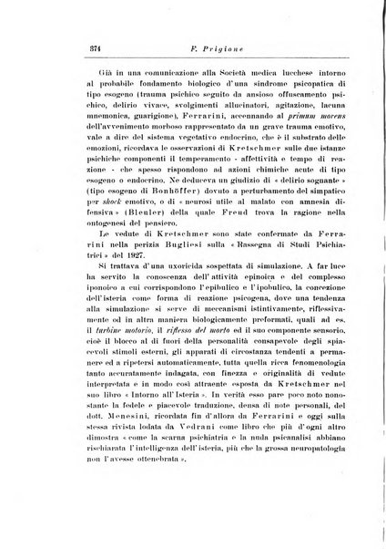 Note e riviste di psichiatria Manicomio provinciale di Pesaro