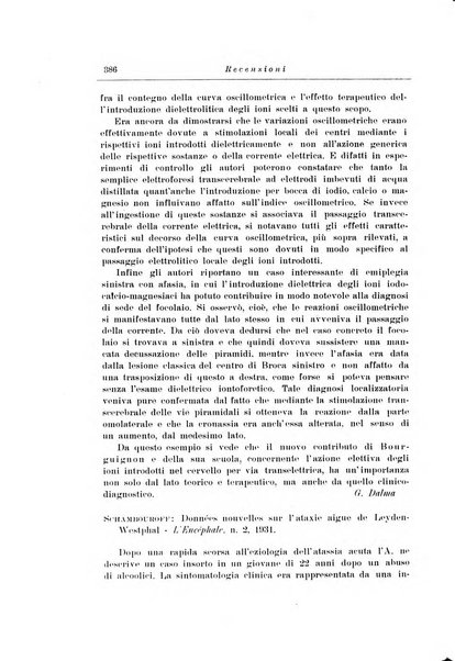 Note e riviste di psichiatria Manicomio provinciale di Pesaro