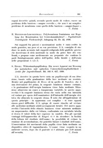 Note e riviste di psichiatria Manicomio provinciale di Pesaro