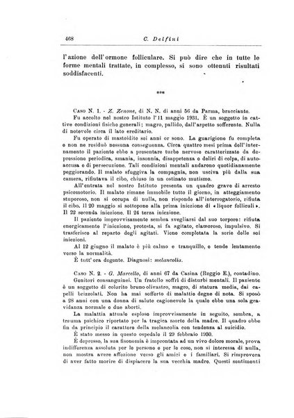 Note e riviste di psichiatria Manicomio provinciale di Pesaro