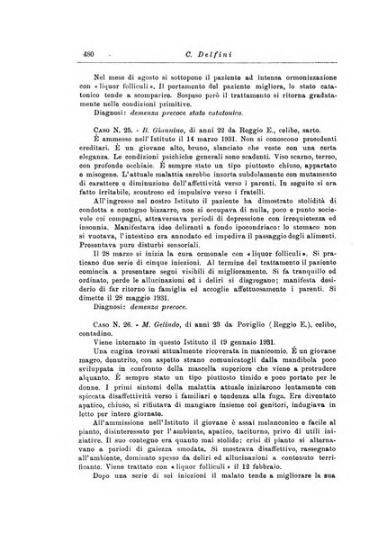 Note e riviste di psichiatria Manicomio provinciale di Pesaro