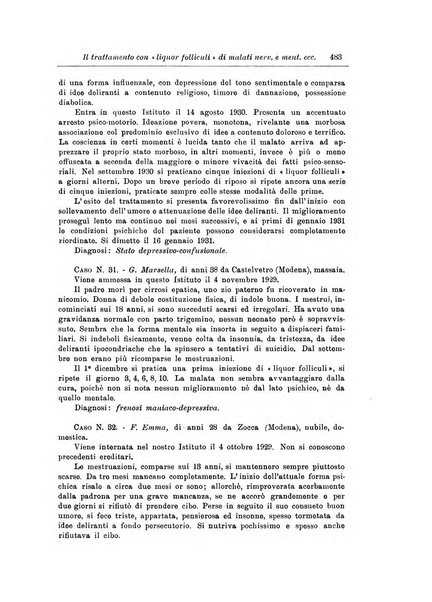 Note e riviste di psichiatria Manicomio provinciale di Pesaro