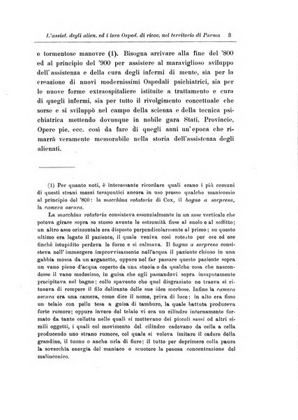 Note e riviste di psichiatria Manicomio provinciale di Pesaro