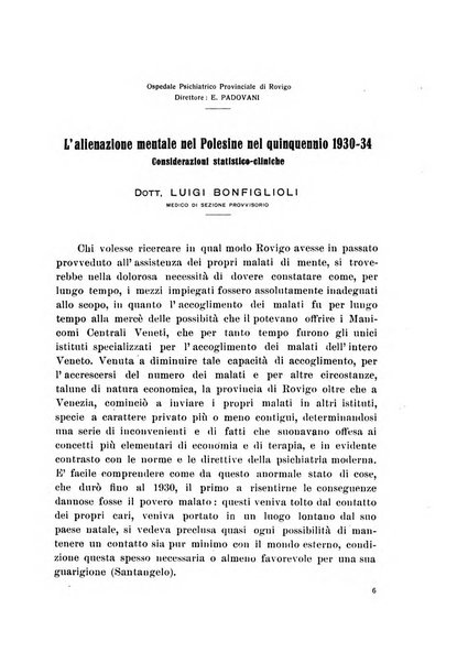 Note e riviste di psichiatria Manicomio provinciale di Pesaro