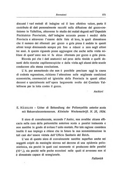 Note e riviste di psichiatria Manicomio provinciale di Pesaro