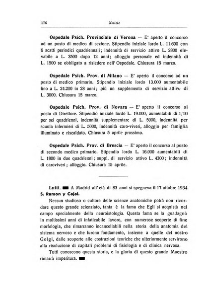 Note e riviste di psichiatria Manicomio provinciale di Pesaro