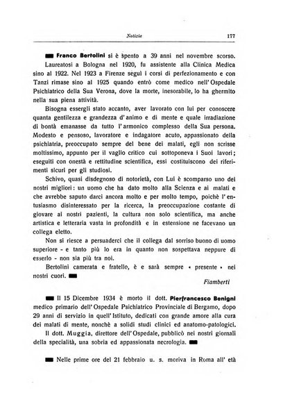 Note e riviste di psichiatria Manicomio provinciale di Pesaro