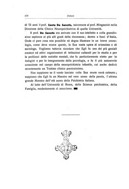 Note e riviste di psichiatria Manicomio provinciale di Pesaro