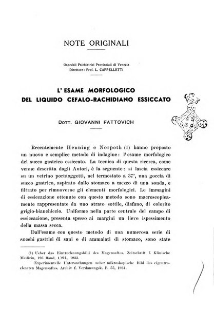 Note e riviste di psichiatria Manicomio provinciale di Pesaro