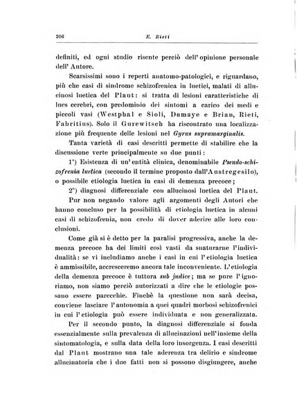 Note e riviste di psichiatria Manicomio provinciale di Pesaro