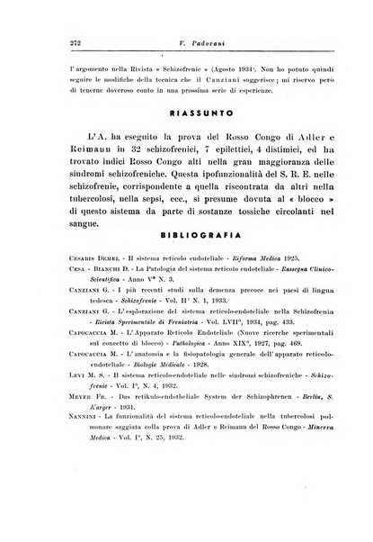 Note e riviste di psichiatria Manicomio provinciale di Pesaro