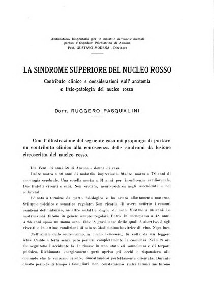 Note e riviste di psichiatria Manicomio provinciale di Pesaro