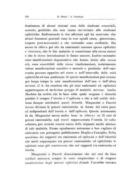 Note e riviste di psichiatria Manicomio provinciale di Pesaro