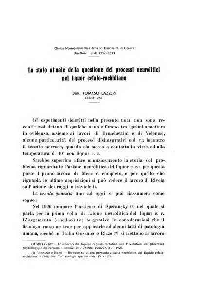 Note e riviste di psichiatria Manicomio provinciale di Pesaro