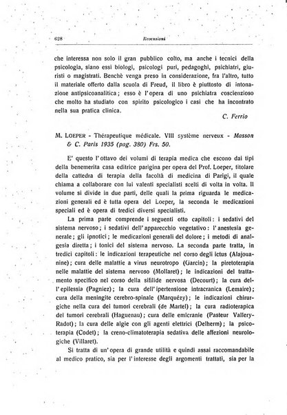 Note e riviste di psichiatria Manicomio provinciale di Pesaro