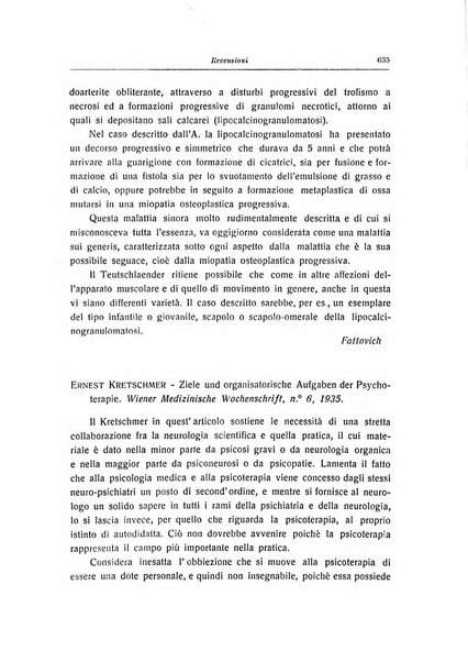 Note e riviste di psichiatria Manicomio provinciale di Pesaro