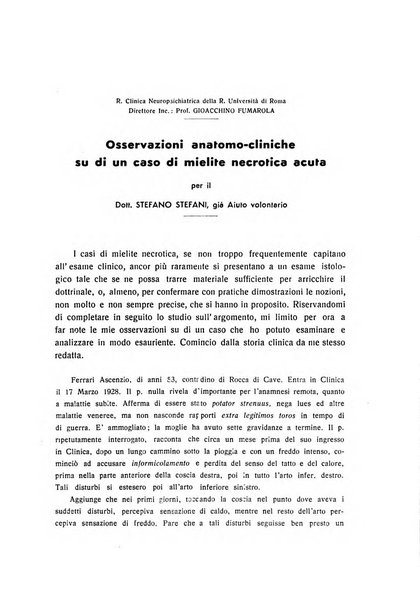 Note e riviste di psichiatria Manicomio provinciale di Pesaro