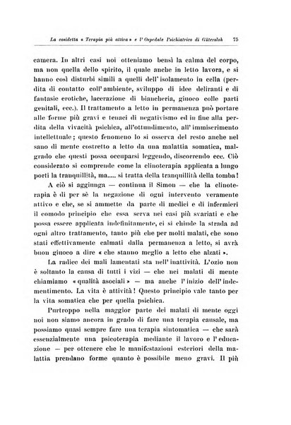 Note e riviste di psichiatria Manicomio provinciale di Pesaro