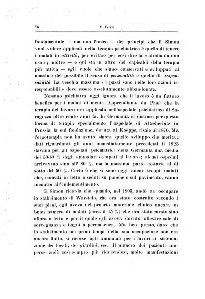 Note e riviste di psichiatria Manicomio provinciale di Pesaro