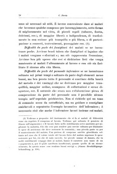 Note e riviste di psichiatria Manicomio provinciale di Pesaro