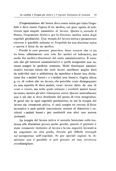 Note e riviste di psichiatria Manicomio provinciale di Pesaro