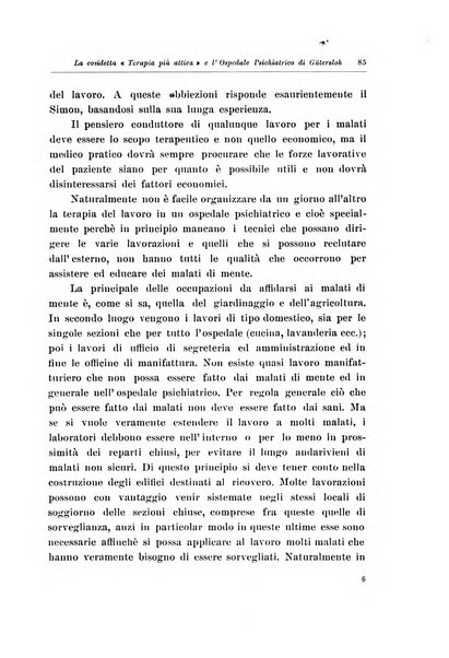 Note e riviste di psichiatria Manicomio provinciale di Pesaro