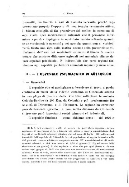 Note e riviste di psichiatria Manicomio provinciale di Pesaro