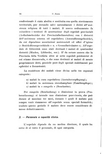 Note e riviste di psichiatria Manicomio provinciale di Pesaro