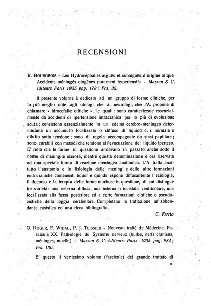 Note e riviste di psichiatria Manicomio provinciale di Pesaro