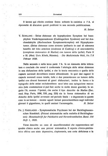 Note e riviste di psichiatria Manicomio provinciale di Pesaro