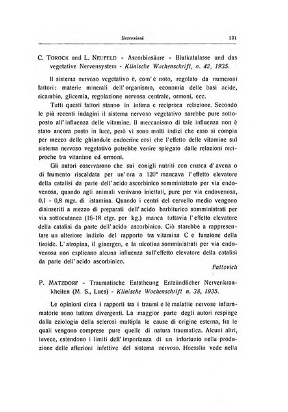 Note e riviste di psichiatria Manicomio provinciale di Pesaro