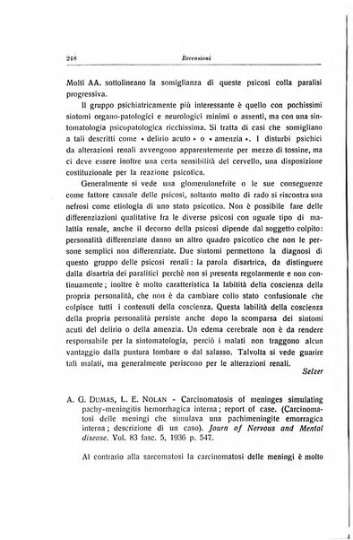 Note e riviste di psichiatria Manicomio provinciale di Pesaro